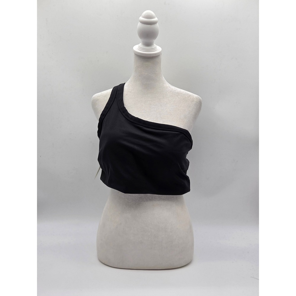 All in Motion Women's 1X Black One Shoulder Crop Sports Bra Top NWT 101-541